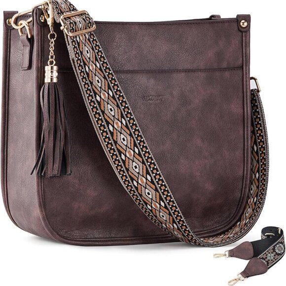 Vegan Leather Crossbody Bags Purse for Women Trendy Tassel Hobo Handbag Women Wi - Picture 1 of 8